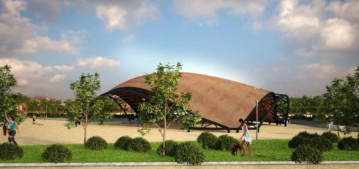 Campi Diomedei con un'area a copertura sistema gridshell in Canapa