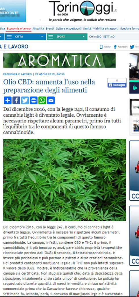 Alimenti italiani da semi di Canapa e disinformazione